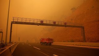 Residents flee as wildfires rage west of Athens [upl. by Mercy11]