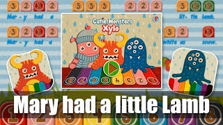 1 Xylo  Cutie Monsters Xylophone Fun  Mary had a little Lamb Nursery Rhyme [upl. by Kyle]