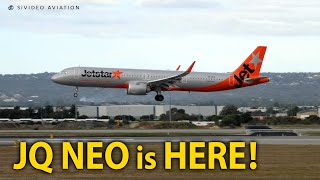 A321 NEO  Jetstar Airways VHOFU arriving on RW03 at Perth Airport [upl. by Lamond954]