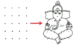 easy lord ganesha drawing from 4x5 dots step by step how to draw lord ganesha vinayagar drawing [upl. by Justin]