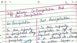 Difference between Coprecipitation and Postprecipitation  Gravimetry bpharmacynotes sem1 [upl. by Sandry]