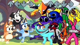 FNF Can Can But New 2D Rainbow Friends Chapter 2 x Bluey x Bingo x Mackenzie Sing it  FNF Bluey Mod [upl. by Leksehcey]