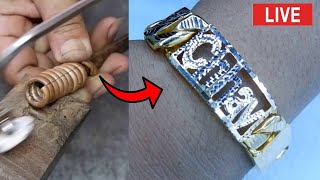 Watch how to make 18k gold bracelets popular 🔥🔨 shorts gold viral video silver jewelry [upl. by Enela]