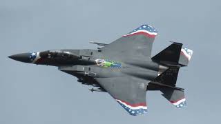 F15E Strike Eagle special scheme flypast  IWM Duxford The Americans Flying Day 2022 [upl. by Trebleht]