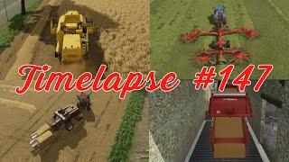 🇫🇷 Old Stream Farm 147  Harvesting wheat test a windrower amp baling straw [upl. by Yendys]