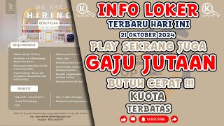 🔴 INFO LOKER TERBARU 21 OKTOBER 2024  BUTUH CEPAT  POSISI TERBATAS lowonganpekerjaan lowonga [upl. by Fasta94]