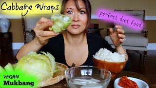 BIG BITE CABBAGE WRAP Recipe amp Mukbang • VEGAN [upl. by Neukam921]