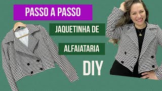 JAQUETINHA DE ALFAIATARIA ESTILO BLAZER PASSO A PASSO COMPLETO passoapasso costurafácil costura [upl. by Gombach510]