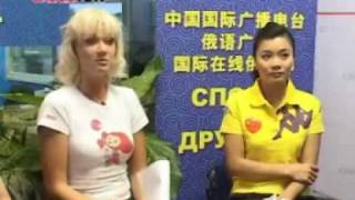 Mo Huilan interviews Svetlana Khorkina part1  2008 Olympics [upl. by Aihsak]