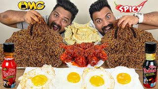 SPICIEST GHOST PEPPER NOODLES NUCLEAR FIRE CHICKEN MOMOS amp FRIED EGGS MUKBANG Ep559 [upl. by Aicilaf420]