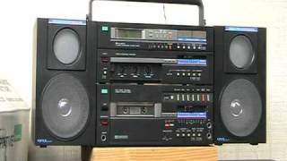 Sansui CP7 Passive Radiator No Tweeters Cassette Stereo Boombox Showed box CP77W no sound mics off [upl. by Einaeg202]