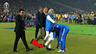 Rohit Sharma touches Narendra Modis feet after India Lost the WORLDCUP FINAL against Australia [upl. by Eerok]