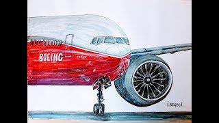 Boeing 7779 Drawing Timelapse [upl. by Tony]