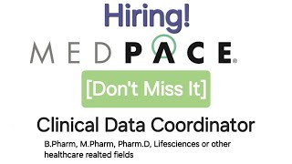 Clinical Data Management  Clinical Data Coordinator  Medpace Hiring  New Job 2024 [upl. by Paulita]