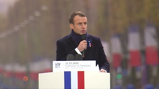 quotPatriotism is the exact opposite of nationalismquot says Macron [upl. by Ateuqal]