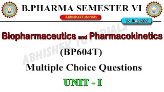 Biopharmaceutics And Pharmacokinetics MCQ  Unit1  BP604T  B Pharm 6th sem 3rd year [upl. by Llenrahc]