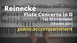 Reinecke  Flute Concerto in D Op283 1st Mov Piano Accompaniment Moderate [upl. by Lesig442]