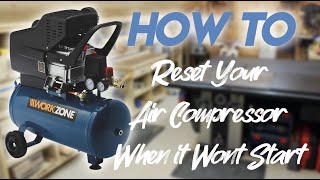 How to resetrestart your air compressor when it wont start  Aldi  Scheppach Air Compressor [upl. by Narok]