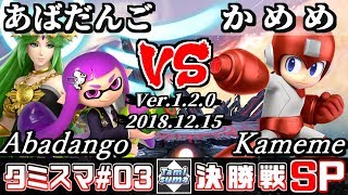 【スマブラSP】タミスマ3 決勝戦 あばだんごインクリングパルテナ VS かめめロックマン  オンライン大会 [upl. by Anairad69]