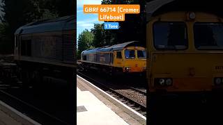 GBRf 66714 Cromer Lifeboat Passes Trimley station with 1 Tone 19624 trimley railway class66 [upl. by Ravert]