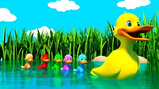 Five Little Ducks  Five Little colorful Ducks  color song for kids [upl. by Helaine817]