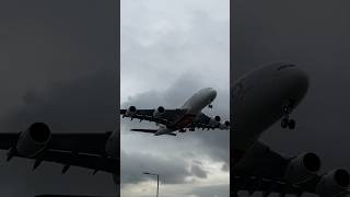 Emirates Airbus A380800 landing RWY27R at London Heathrow Airport inbound from Dubai [upl. by Ranjiv]