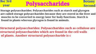 Structure of Starch Glycogen and Cellulose  Polysaccharides  Bsc 3rd year  Botany second Paper [upl. by Shandy]