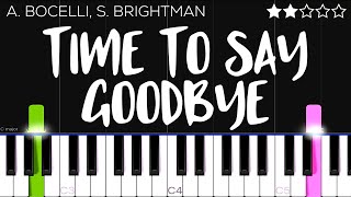 Andrea Bocelli Sarah Brightman  Time To Say Goodbye  EASY Piano Tutorial [upl. by Atsuj914]