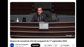 CONSEIL DE VILLE LONGUEUIL 17 SEPT 2024  CERFS [upl. by Nonie]