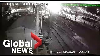 CCTV footage captures deadly highspeed train crash in Turkey [upl. by Yenwat]