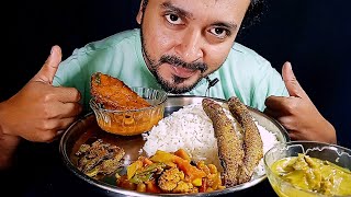 EATING SHOW  CHUNO MACHER TOKRUI MACHER KALIA WITH RICESABJIPARSHE FISH FRYdebeats4754 [upl. by Hniht]