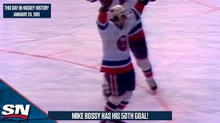 Mike Bossy Matches Maurice Richards Record Of 50 Goals In 50 Games  This Day In Hockey History [upl. by Auberon5]