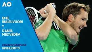 Emil Ruusuvuori v Daniil Medvedev Highlights  Australian Open 2024 Second Round [upl. by Ynaffet]