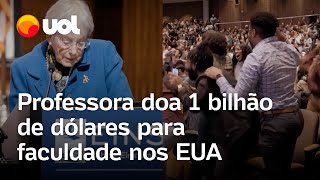 Exprofessora doa 1 bilhão de dólares e anuncia que faculdade será gratuita nos EUA veja reação [upl. by Emmerich163]