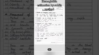 Hemoglobin estimation sahlis method practical shorts notes  easy  handwritten notesmlt [upl. by Greenwood]