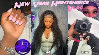 NEW YEAR MAINTENANCE VLOG  nails hair lashes cleaning room amp more [upl. by Joub]