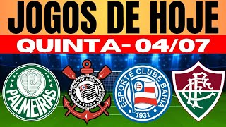 JOGOS DE HOJE BRASILEIRÃO I QUINTAFEIRA 04072024  JOGOS DE HOJE [upl. by Arnulfo]