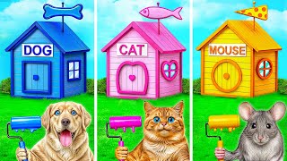 One Colored House Challenge with Dog Cat and Hamster by Multi DO Smile [upl. by Noiroc]