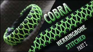 PART 1 HOW TO MAKE COBRA KNOT WITH HERRINGBONE STITCHED PARACORD BRACELET EASY PARACORD TUTORIAL [upl. by Nnyltak101]