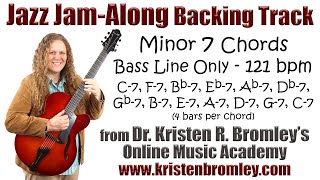 Minor 7 Chords Bass Line Track for Comping Practice 121 bpm  Jazz JamAlong Backing Track 29 [upl. by Lola]