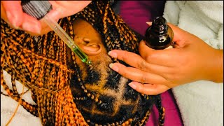 ASMR Super Relaxing scalp oiling on braids asmr relax [upl. by Maise]