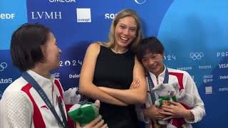 Quan Hongchan amp Chen Yuxi surprised by Gu Ailings press conference visit｜Paris 2024｜Olympics｜Diving [upl. by Ahsirtak482]