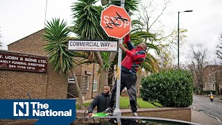 New Banksy artwork unveiled in London removed by two men [upl. by Ruckman]