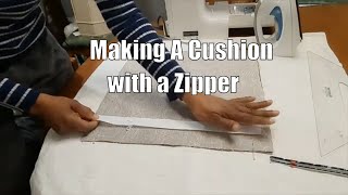 How To Make A Cushion Cover With A Zipper  Sewing Tutorial [upl. by Chung15]