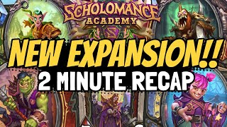 NEW EXPANSION Scholomance Academy 2Minute Recap All the News You Need  Hearthstone [upl. by Annaitsirk]