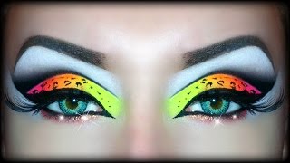 Neon UV Leopard Print  Makeup Tutorial Sexy Halloween Look [upl. by Robertson]