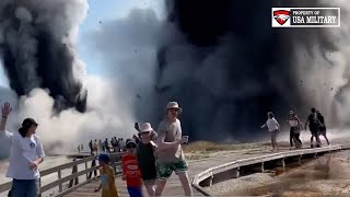 Horrible Seconds Blast Eruptions Yellowstone Giant Hydrothermal Recorded live Hundreds Run away [upl. by Adnilahs]