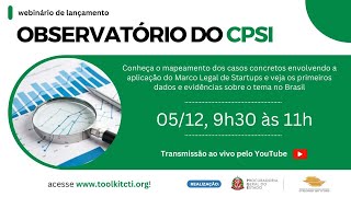 Webinário de lançamento Observatório do CPSI [upl. by Wyon]