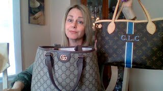 GUCCI OPHIDIA SMALL TOTE REVIEW amp COMPARE LOUIS VUITTON NEVERFULL PM [upl. by Htabazile]