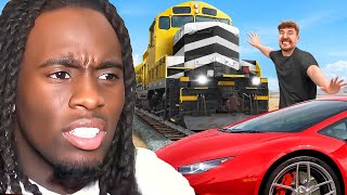 Kai Cenat Reacts to MrBeast Stop This Train Win a Lamborghini [upl. by Calabresi]